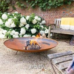 Foyer de jardin en acier Corten, chauffage de patio, brûleur de bûches extérieur de 100cm avec bol d'eau