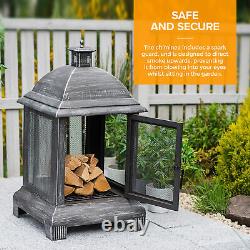 Foyer de jardin en fonte LIVIVO Poêle à bois extérieur Chauffage de terrasse Journal Chimenea