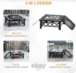 Foyer de jardin grand brûleur de bûches extérieur chauffage de terrasse en métal barbecue grill brasero