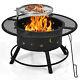 Foyer Extérieur 2-en-1 Pour Feu De Bois Avec Grille Pivotante Réglable Pour Barbecue.