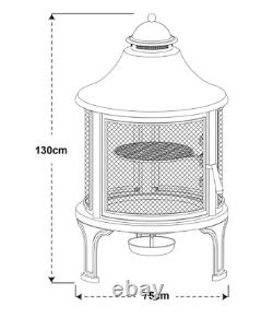 Grand Foyer de Jardin Extérieur Chauffage de Patio Brûleur de Bûche Barbecue en Métal Grillade