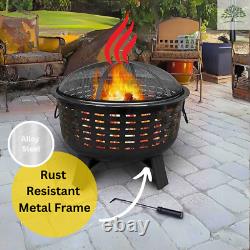 Grand bol de fosse de feu de jardin extérieur Chauffage de patio Barbecue Grill Camping Brûleur de journal