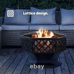 Gril barbecue hexagonal en acier pour foyer de jardin extérieur, chauffage de patio, brasero et poêle.