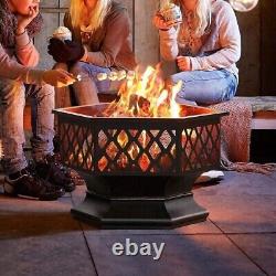 Gril barbecue hexagonal en acier pour foyer de jardin extérieur, chauffage de patio, brasero et poêle.