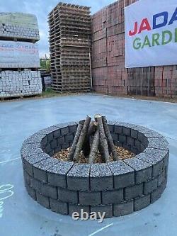 Kit de brique pour fosse à feu de 80 cm en béton pour cheminée extérieure DIY, poêle à bois de jardin et chauffage barbecue.