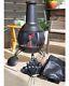 La Hacienda Leon Steel Chimenea Fire Pit Bundle Jardin Patio Chauffage Bois Brûleur