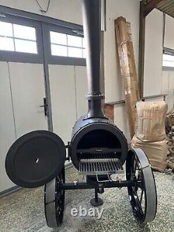 Moteur à vapeur complet fabriqué à la main au Royaume-Uni en fonte, barbecue / foyer fabriqué en fonte.