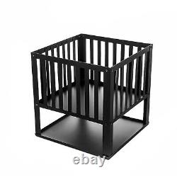 Panier de foyer carré en métal noir de grande taille pour barbecue extérieur, chauffage de jardin et brûleur de bûches.