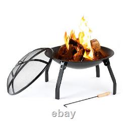 Pit de feu en acier pliable LIVIVO pour jardin, patio, camping, chauffage, barbecue, brûleur de bûches