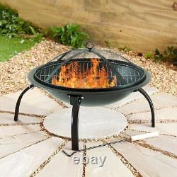 Pit de feu en acier pliable LIVIVO pour jardin, patio, camping, chauffage, barbecue, brûleur de bûches