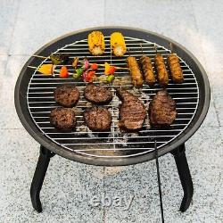 Pit de feu en acier pliable LIVIVO pour jardin, patio, camping, chauffage, barbecue, brûleur de bûches