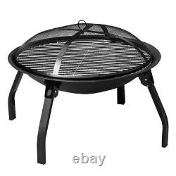 Pit de feu en acier pliable LIVIVO pour jardin, patio, camping, chauffage, barbecue, brûleur de bûches