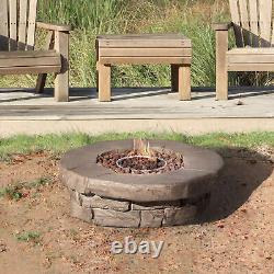 Table chauffante basse à gaz pour jardin extérieur, roches de lave et couvercle