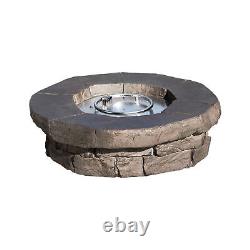 Table chauffante basse à gaz pour jardin extérieur, roches de lave et couvercle