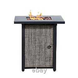 Table de chauffage de jardin au gaz avec roches de lave et housse