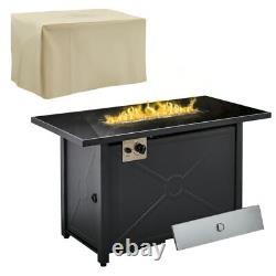 Table de feu au gaz propane extérieure de 50000 BTU en métal noir 109cm x 56cm x 64cm