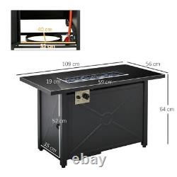 Table de feu au gaz propane extérieure de 50000 BTU en métal noir 109cm x 56cm x 64cm