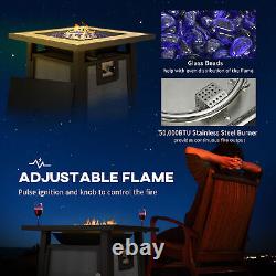 Table de fosse à gaz Outsunny avec brûleur de 50 000 BTU, couvercle, perles de verre, gris