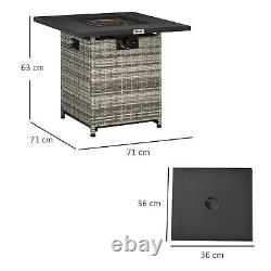 Table de fosse à gaz Outsunny avec housse de pluie, couvercle en maille et pierre de lave, 40 000 BTU