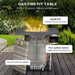 Table de fosse à gaz Outsunny avec housse de pluie, couvercle en maille et pierre de lave, 40 000 BTU