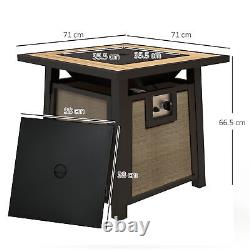 Table de fosse à gaz propane Outsunny avec couvercle, 50 000 BTU Firepit, marron