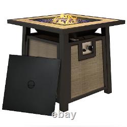 Table de fosse à gaz propane Outsunny avec couvercle, 50 000 BTU Firepit, marron