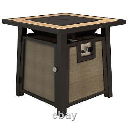 Table de fosse à gaz propane Outsunny avec couvercle, 50 000 BTU Firepit, marron