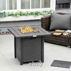 Table de fosse à gaz propane de style rotin avec brûleur de 40 000 BTU, carrée