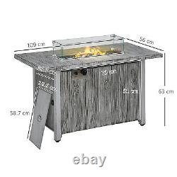 Table de foyer au gaz Outsunny avec brûleur de 50 000 BTU, housse, écran en verre, gris